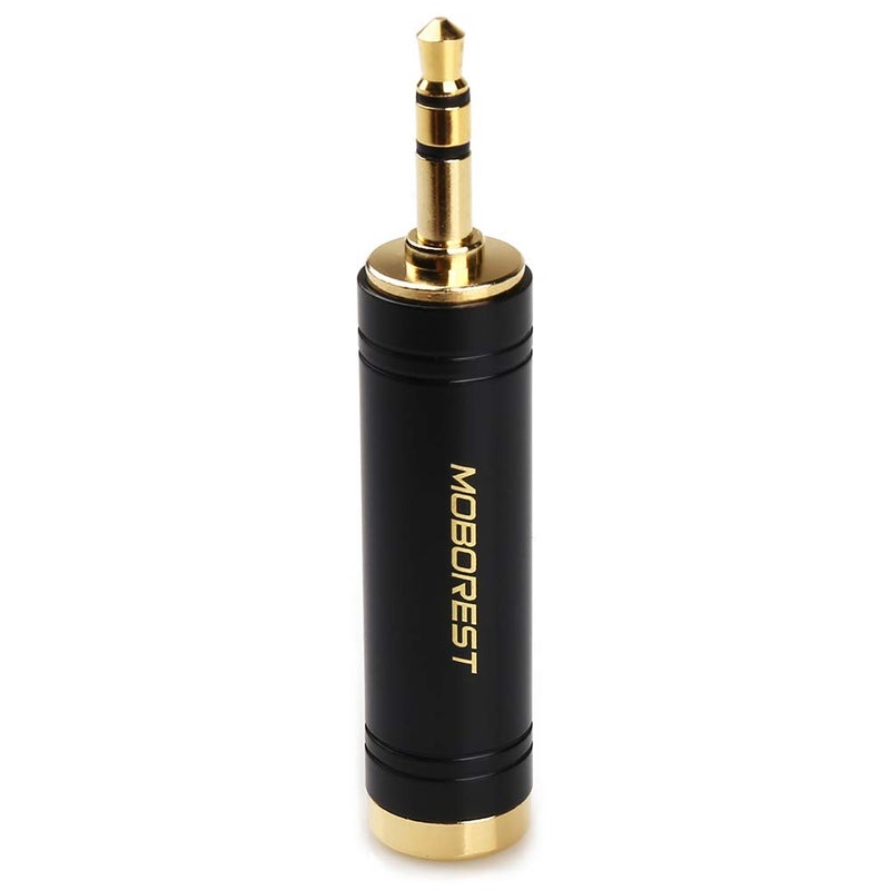 MOBOREST 3.5mm to 1/4'' Stereo Pure Copper Adapter, 1/8'' (3.5mm) Male Plug to 1/4'' (6.35mm) Jack Female Socket Adapter for Headphone Amp Adapte Black -1PCS - Image 2